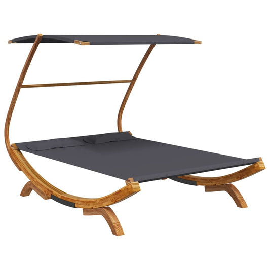 Tumbona Con Dosel Madera Curvada Gris Antracita 165x203x138 Cm_0