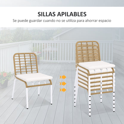 Outsunny Conjunto De Jardín De Ratán Sintético De 7 Piezas Natural_5