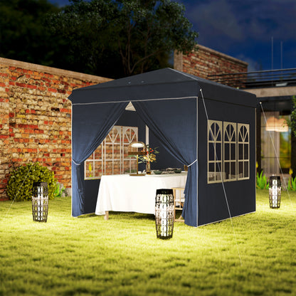 Outsunny Carpa Plegable Pop-up 2,5x2,5 M Con 4 Paredes Laterales Anti-uv Azul_4