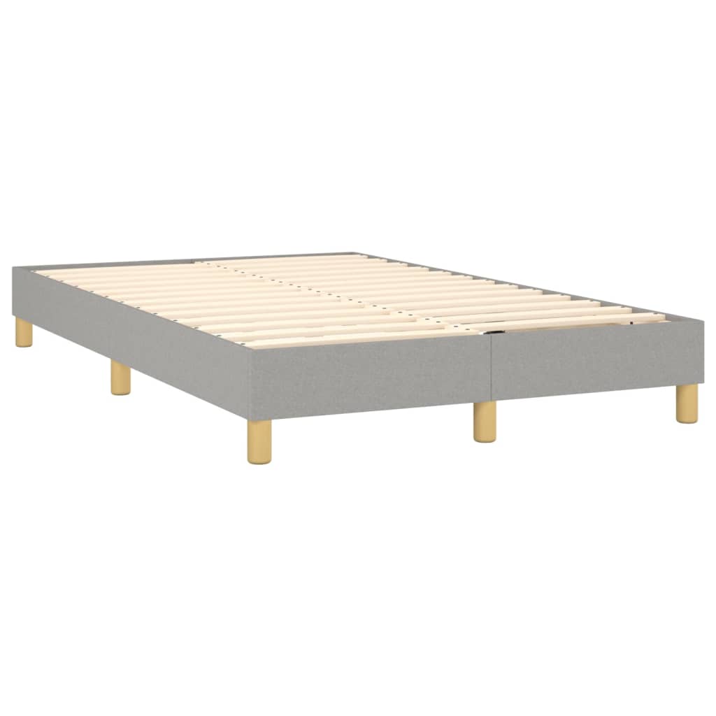 Cama Box Spring Con Colchón Tela Y Led Gris Claro 120x200 Cm / Vetonek_1