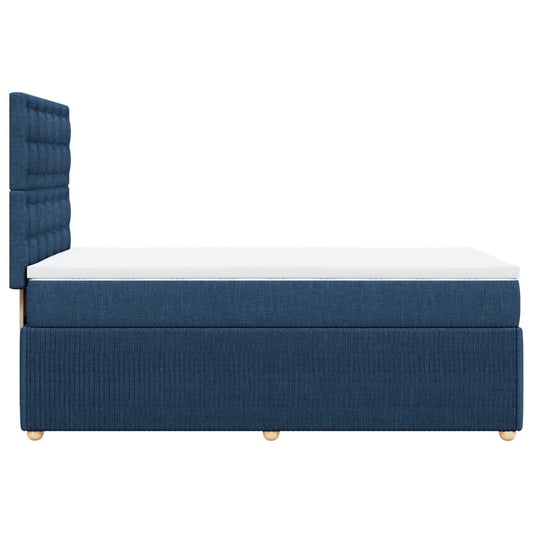 Cama Box Spring Con Colchón Tela Azul 100x200 Cm / Vetonek_0