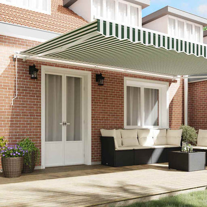 Toldo Retráctil Verde Y Blanco 500 X 350 Cm Tela Y Aluminio_2