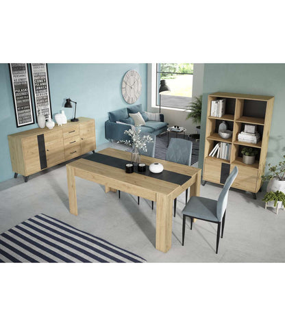 Estantería 2 Puertas 6 Huecos Natur Acabado Natural/bocamina, 92.1cm(ancho) 160.2cm(alto)_2
