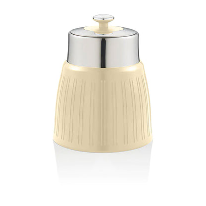 Set 3 Botes Cocina Almacenaje 1,2 L, Plástico Y Acero Inox, Especias, Té ,café, Retro, Vintage Swan Swka1024cn, Crema