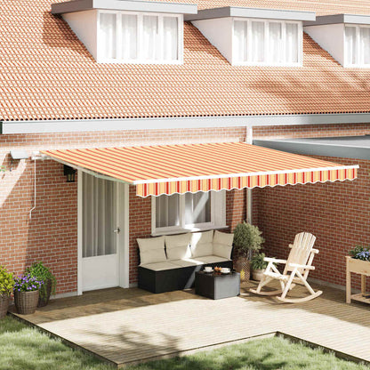 Toldo Retráctil Amarillo Y Naranja 450 X 350 Cm Tela Y Aluminio_1