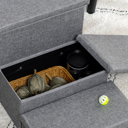 Pawhut Escalera Para Mascotas De 3 Peldaños Con Espacio 63,5x42,5x40,5 Cm Gris_3