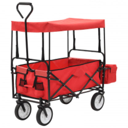 Carrito De Mano Plegable De Acero Con Capota Rojo_1
