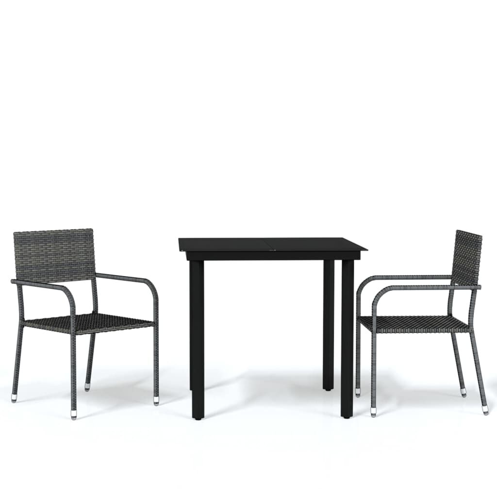 Vidaxl Juego De Comedor Para Jardín 3 Piezas Gris_0