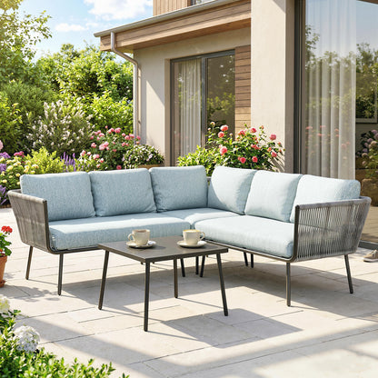 Outsunny Conjunto De Muebles De Ratán 2 Sofá De 2 Plazas Sofá De Esquina Mesa_1