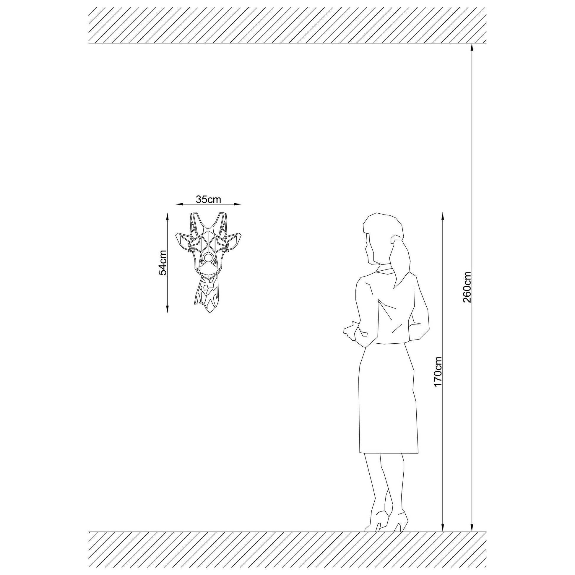 Aplique De Pared Jirafa, Mdf , Negro, 35x12x54, Casquillo E 27 Max 100 W_1