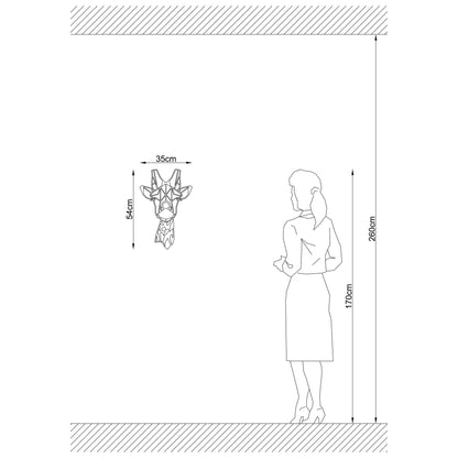 Aplique De Pared Jirafa, Mdf , Negro, 35x12x54, Casquillo E 27 Max 100 W_1