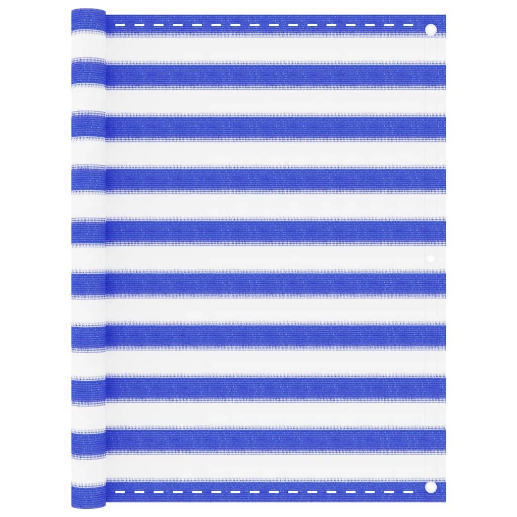 Vidaxl Toldo Para Balcón Hdpe Azul Y Blanco 120x600 Cm_0