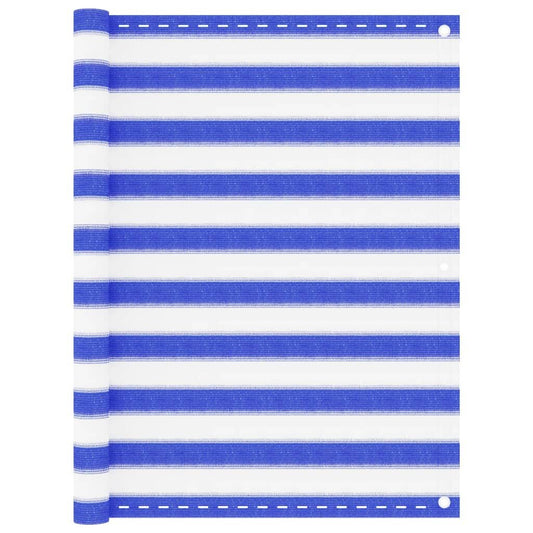 Vidaxl Toldo Para Balcón Hdpe Azul Y Blanco 120x500 Cm_0