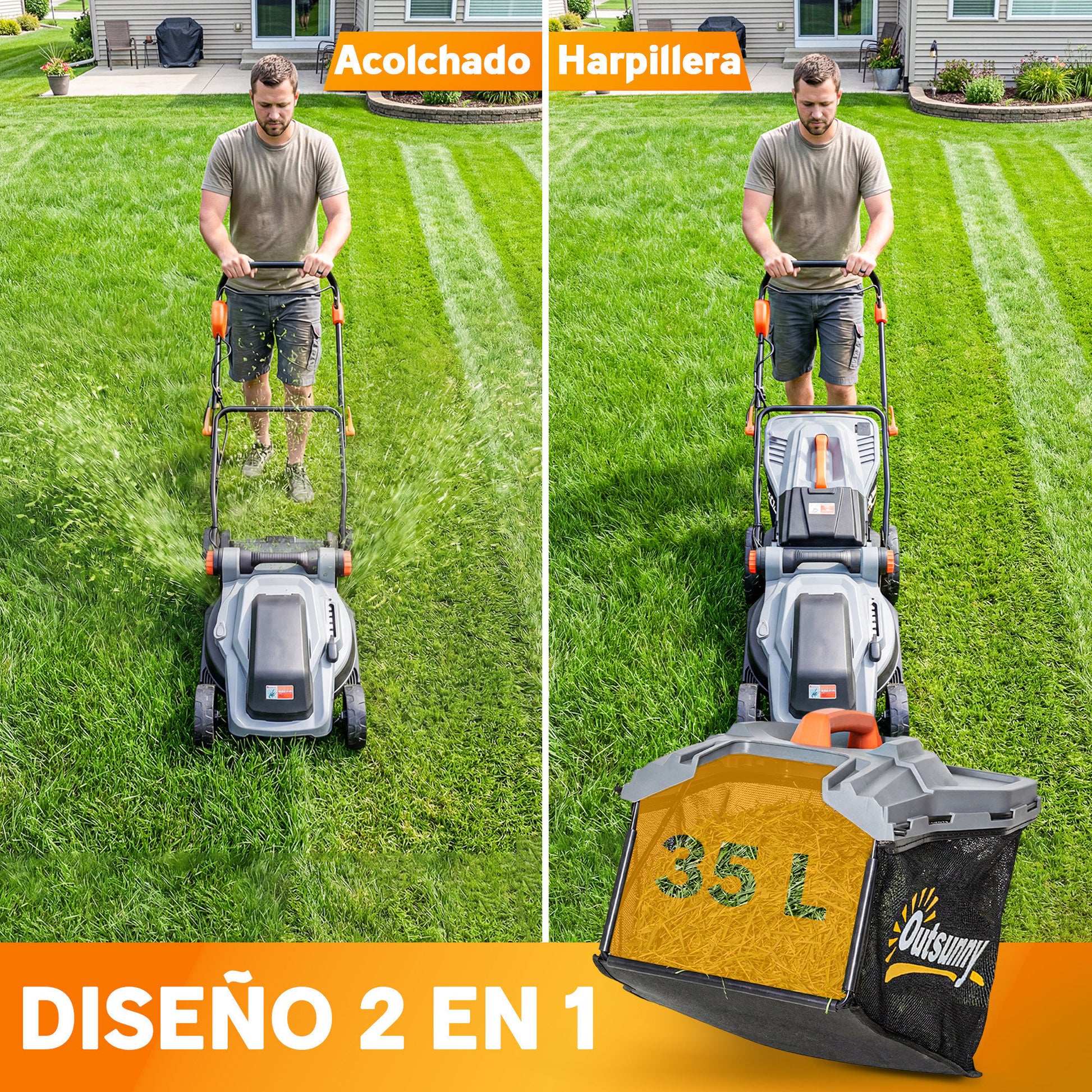 Outsunny Cortacésped A Batería Inalámbrico 18v Con 2 Baterías De 4ah Y Cargador_5
