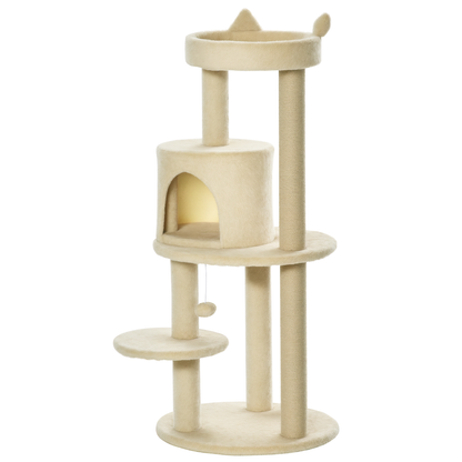 Pawhut Árbol Rascador Para Gatos 104 Cm Con Plataformas Refugio Postes De Sisal_0