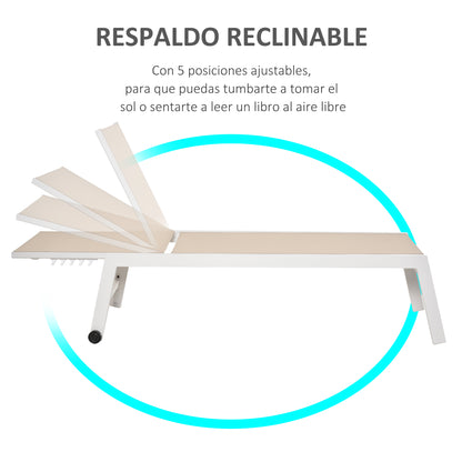 Outsunny Tumbona Con Respaldo Reclinable En 5 Posiciones 169x65x102cm Máx. 120kg_4