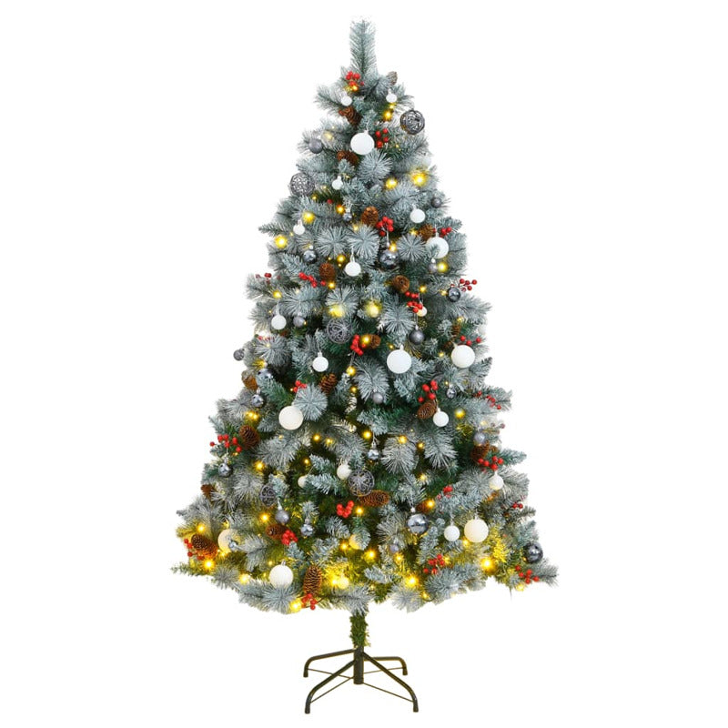 Vidaxl Árbol De Navidad Artificial Con Bisagras 300 Led Y Bolas 210 Cm_0