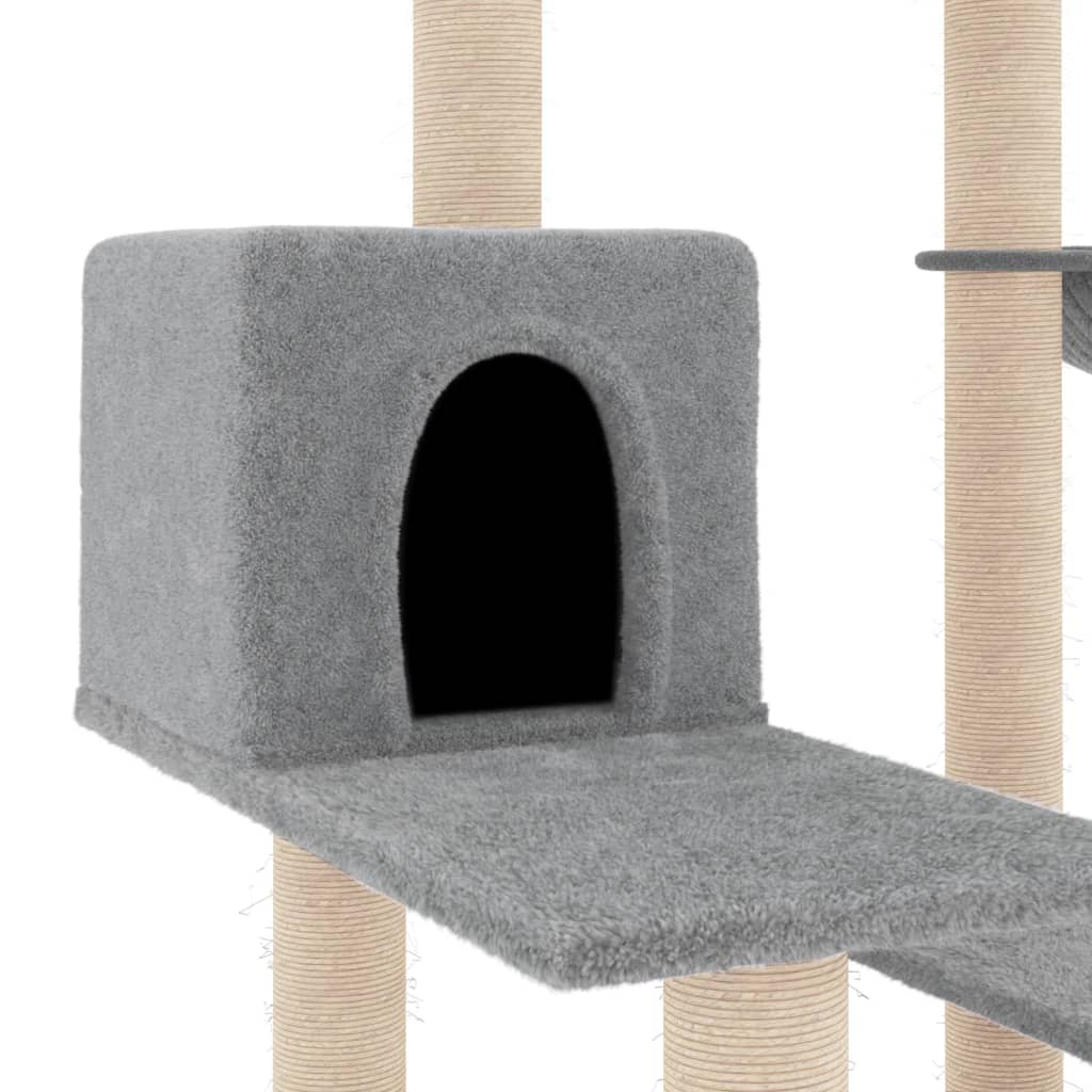 Rascador Para Gatos Con Postes De Sisal Gris Claro 82,5 Cm_5