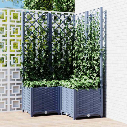 Jardinera Con Enrejado Pp Azul Gris 80x80x136 Cm_1