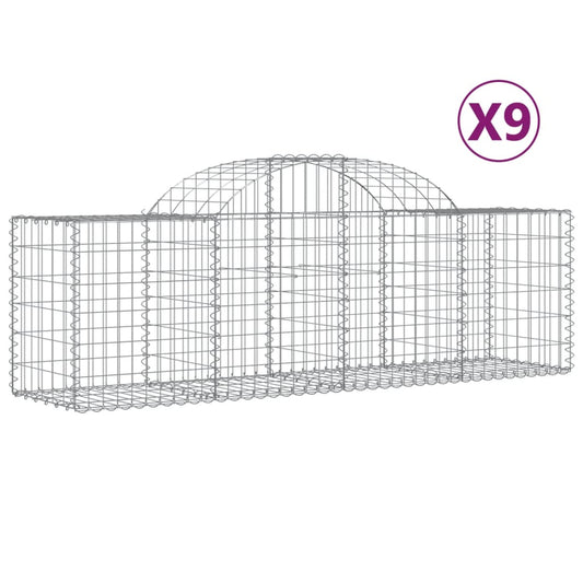 Cestas De Gaviones 9 Uds Forma De Arco Hierro 200x50x60/80 Cm_0