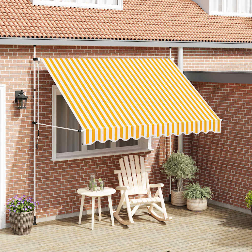 Toldo Manual Retráctil 300 Cm Naranja Y Blanco A Rayas_1