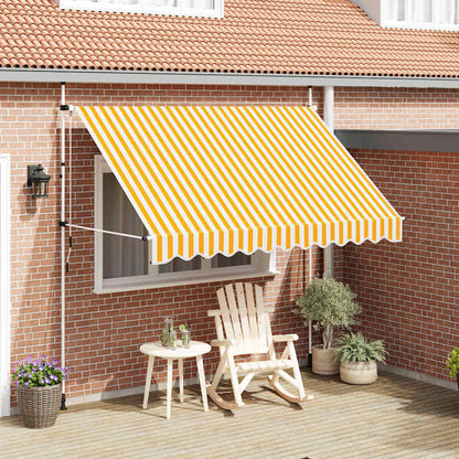 Toldo Manual Retráctil 300 Cm Naranja Y Blanco A Rayas_1