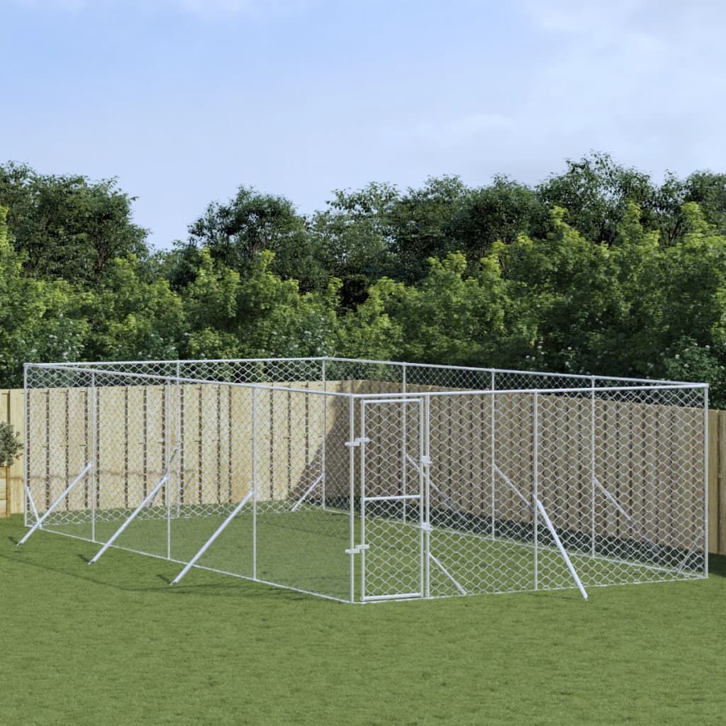 Vidaxl Perrera De Exterior Acero Galvanizado Plateado 4x8x2 M_1