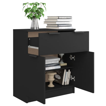 Aparador De Madera Contrachapada Negro 60x30x70 Cm / Vetonek_2