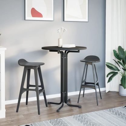 Mesa Alta De Comedor Madera Ingeniería Y Acero Negro Ø80x110 Cm_1