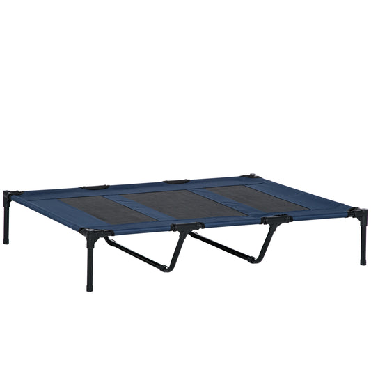 Pawhut Cama Elevada Perros Transpirable Interiores Exteriores 122x92x23 Cm Azul_0