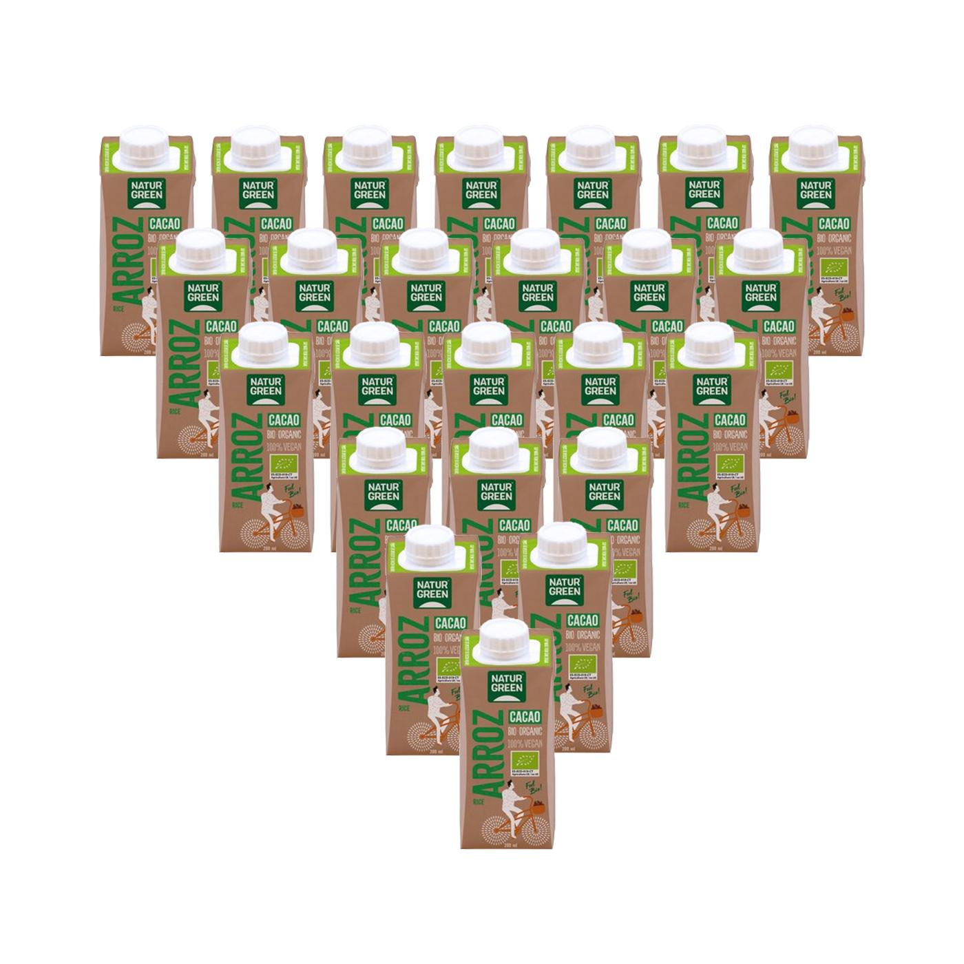 Pack 24 Bebida de Arroz Cacao Bio NaturGreen 200 ml
