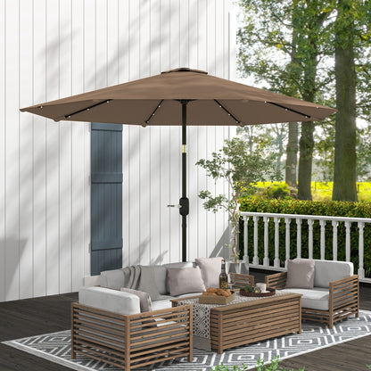 Outsunny Sombrilla Jardín Con 32 Luces Led Solares Inclinable Ø265x240 Cm Caqui_3