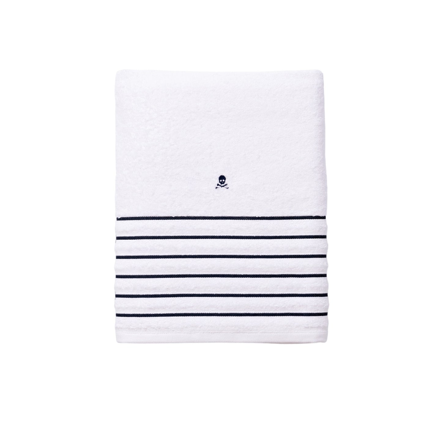 Toalla De Baño A Rayas 90x150cm 100% Algodón 470gsm Navy Logo Bordado Mediterranean Scalpers Home_0
