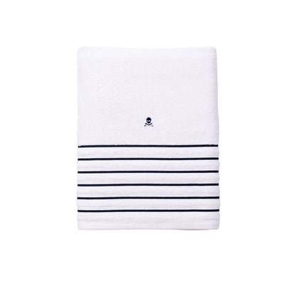 Toalla De Baño A Rayas 90x150cm 100% Algodón 470gsm Navy Logo Bordado Mediterranean Scalpers Home_0