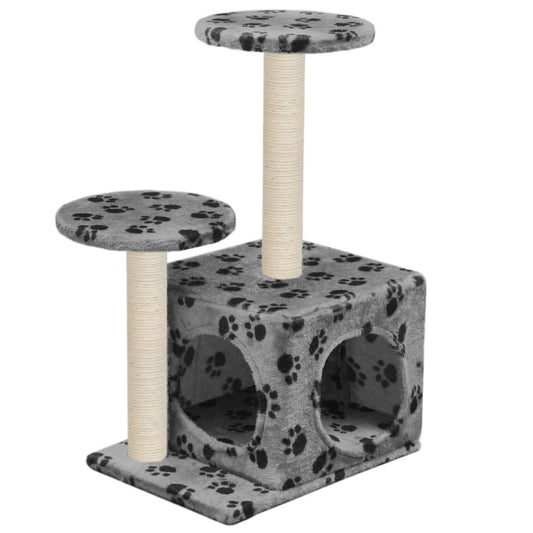 Vidaxl Rascador Para Gatos Con Poste De Sisal 60 Cm Huellas Gris_0