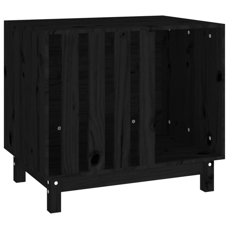 Caseta Para Perros Negra 70x50x62 Cm Madera Maciza De Pino_0