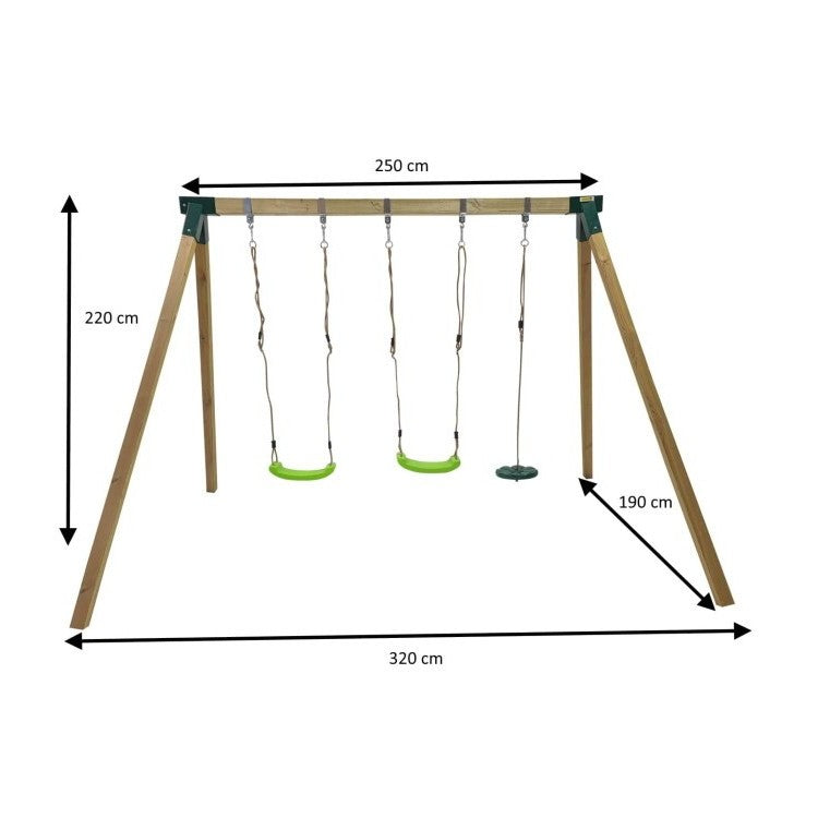 Columpio Doble De Madera Cuadrada Masgames Kai Xl.