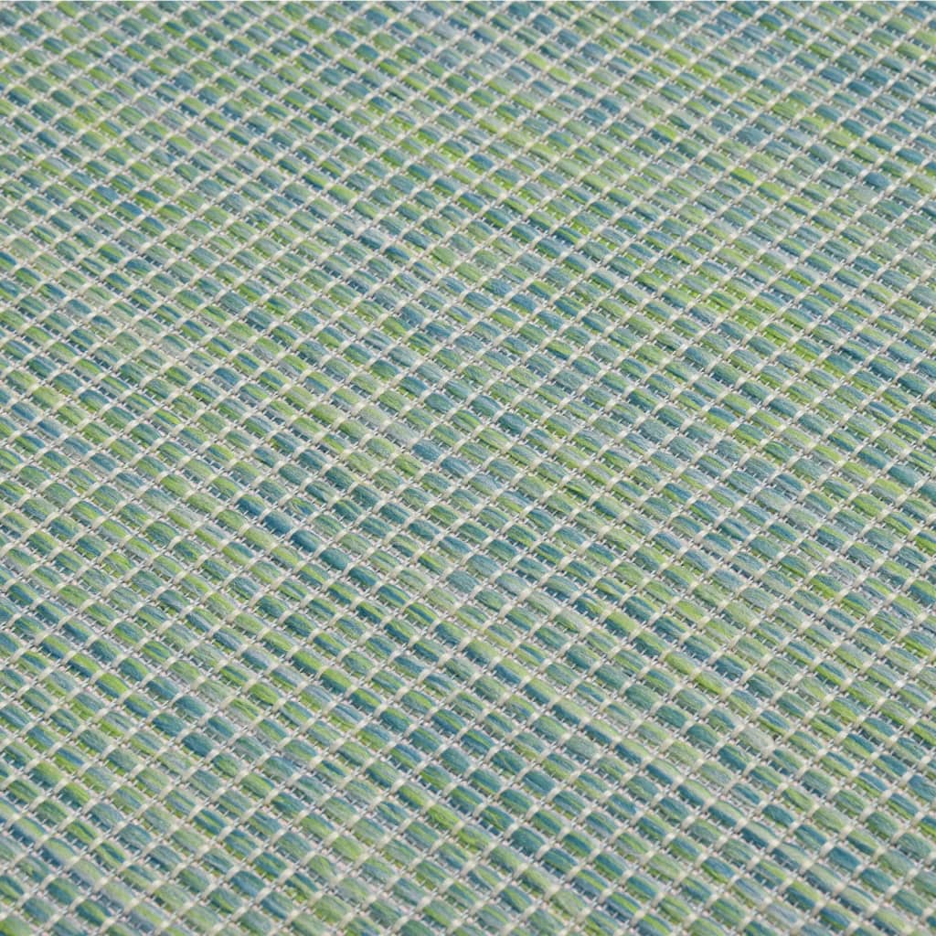 Alfombra De Exterior De Tejido Plano Turquesa 80x150 Cm_4