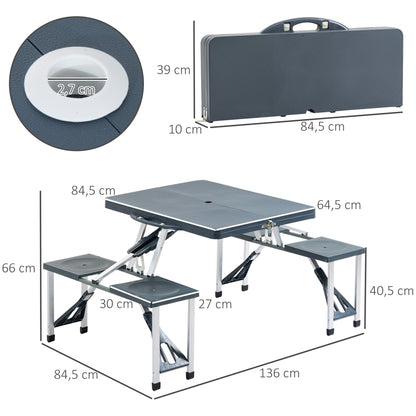 Outsunny Mesa Plegable De Camping Con 4 Asientos Agujero Para Sombrilla Picnic_2