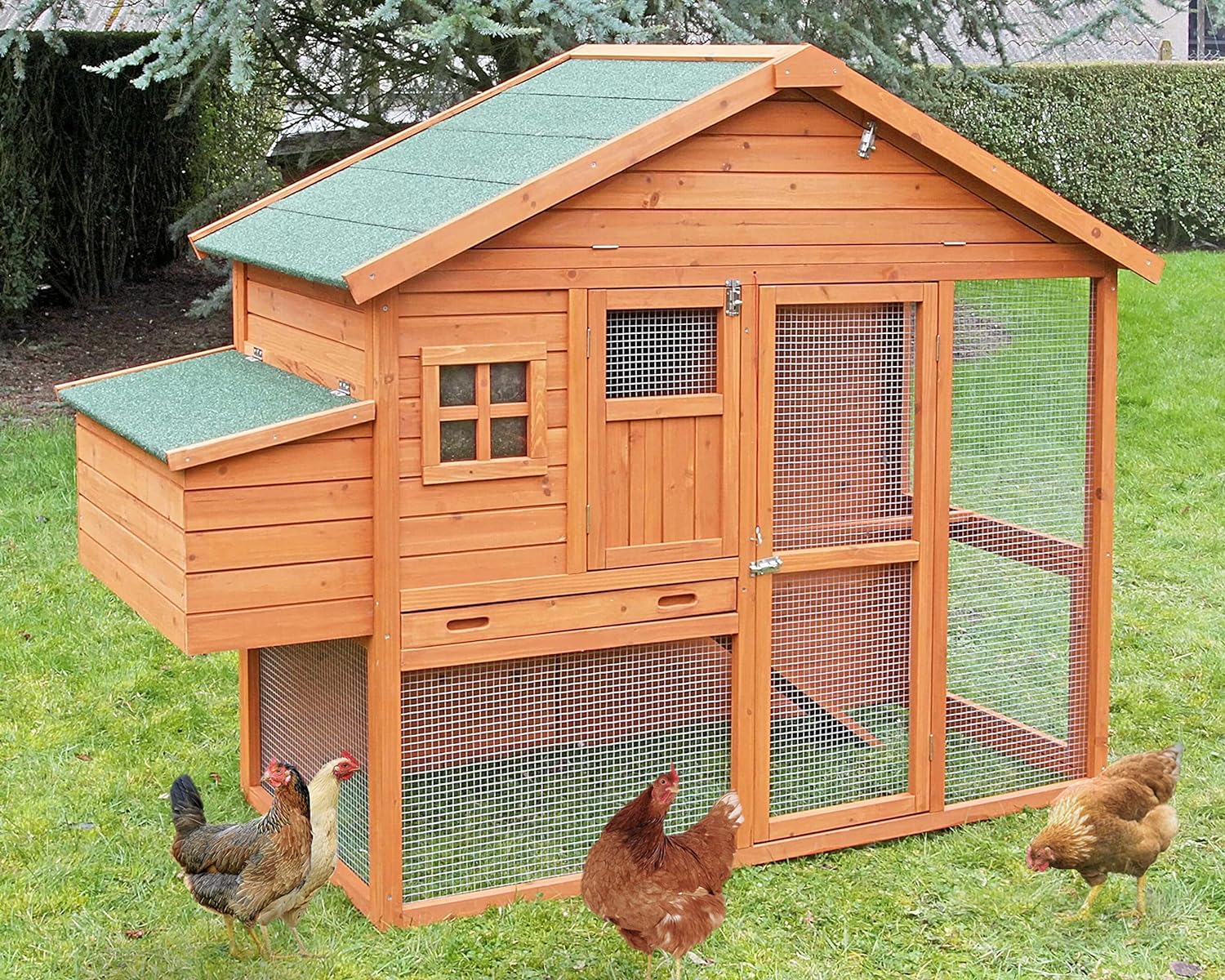 Gallinero Dakota Para 4-6 Gallinas - Gallinero Ideal Para Jardín - Ponedero, Parque, Bandeja De Excrementos Y Almacén_0