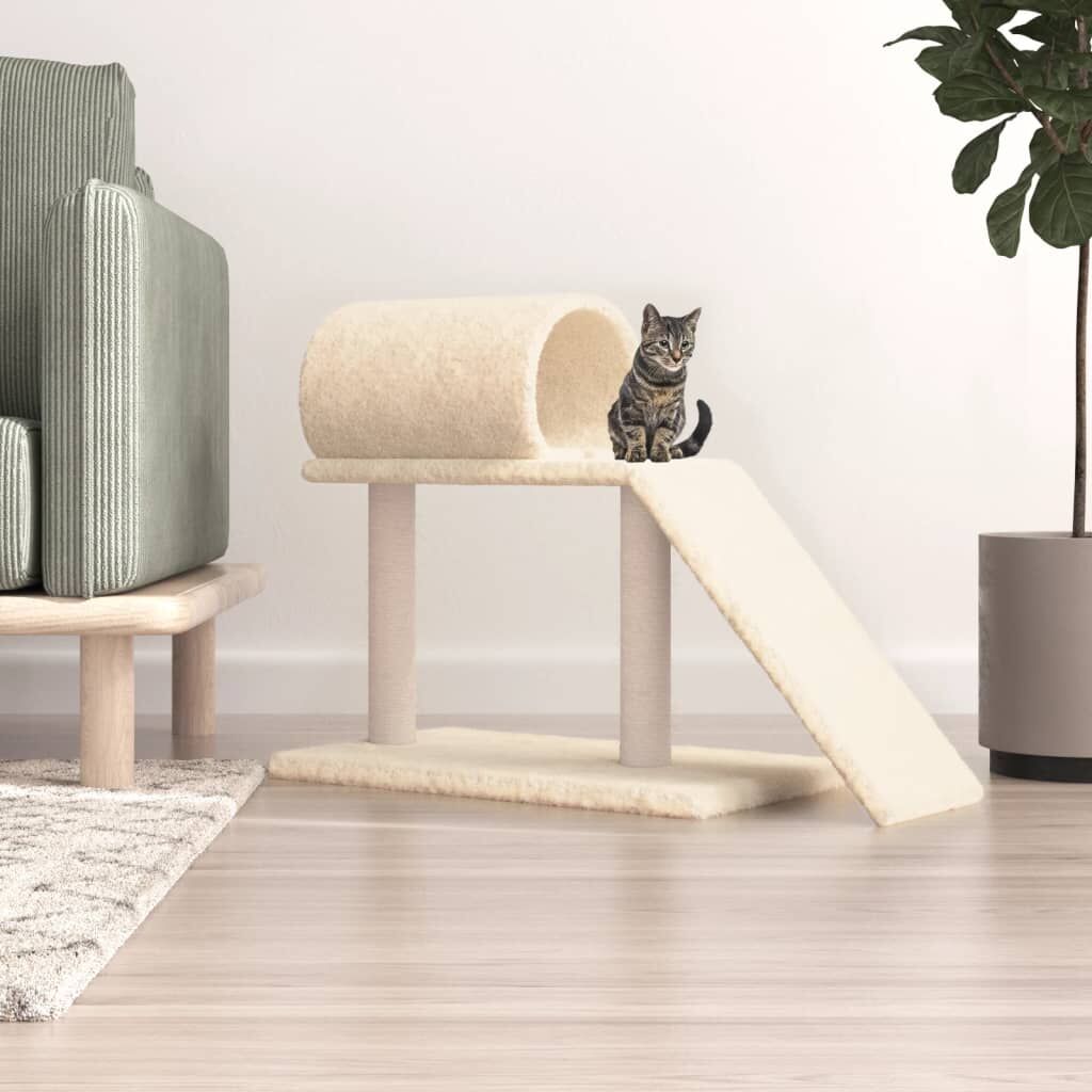 Vidaxl Rascador Para Gatos Con Túnel Y Escalera Color Crema 55,5 Cm_1