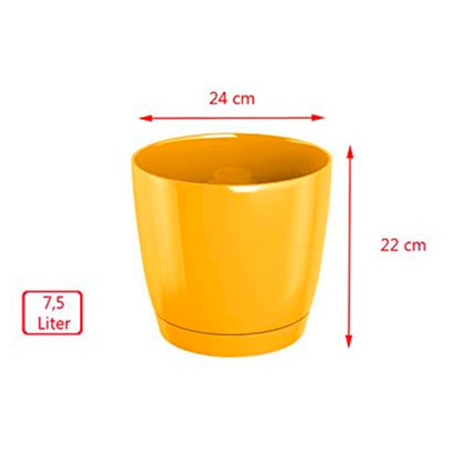 Maceta Redonda De Plastico Coubi Round P En Color Grafito 24 (largo) X 24 (ancho) X 22 (altura) Cm_3