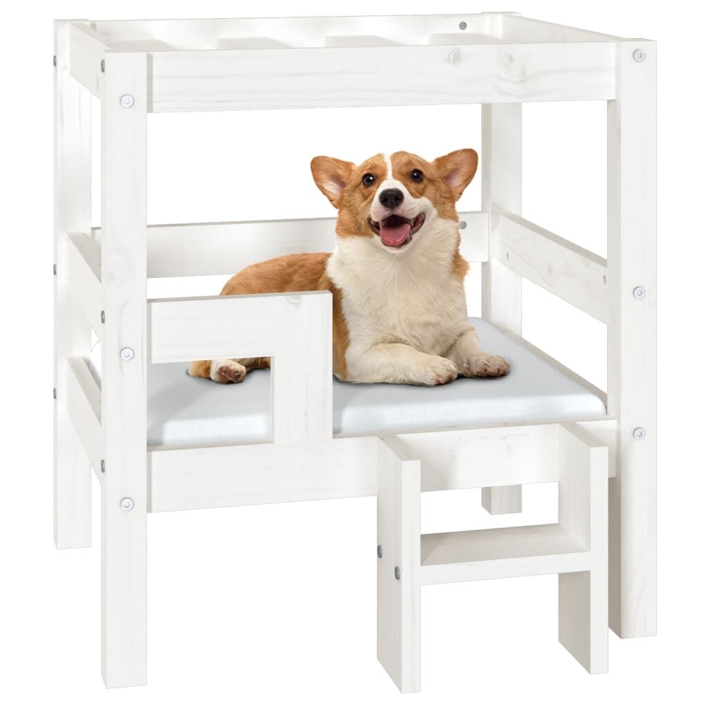 Vidaxl Cama Para Perros Madera Maciza De Pino Blanco 55,5x53,5x60 Cm_3