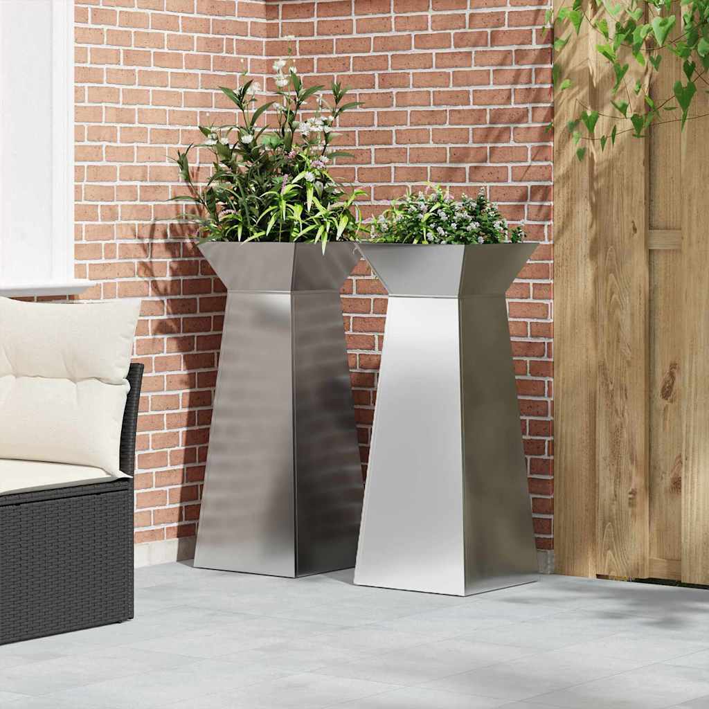 Maceta Pilar 2 Pcs Plateado 40 X 40 X 100 Cm_3