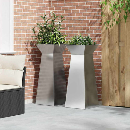 Maceta Pilar 2 Pcs Plateado 40 X 40 X 100 Cm_3