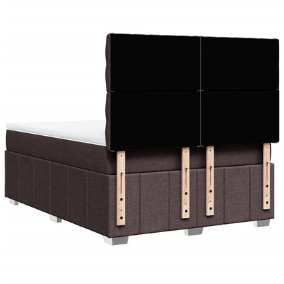Cama Box Spring Con Colchón Tela Marrón Oscuro 140x200 Cm / Vetonek_0