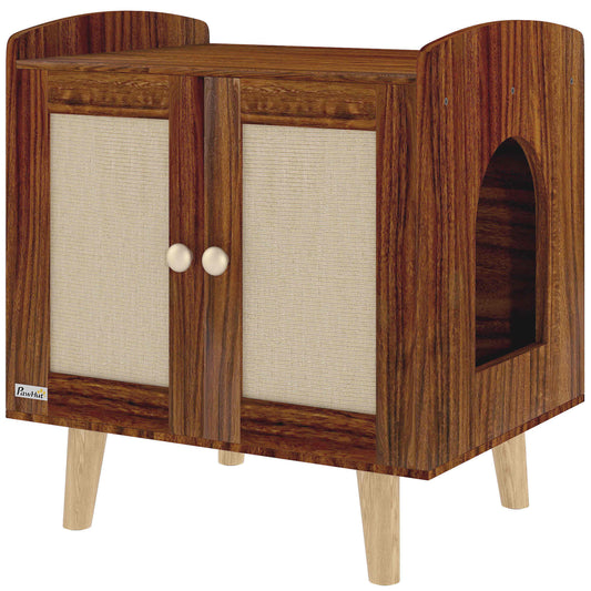 Pawhut Mueble Arenero Para Gatos Con Puertas Con Esteras De Sisal Marrón_0