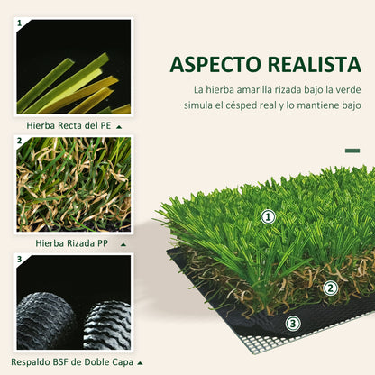 Outsunny Césped Artificial 40 Mm Rollos De 1x4 M Realista Para Terraza Jardín_5