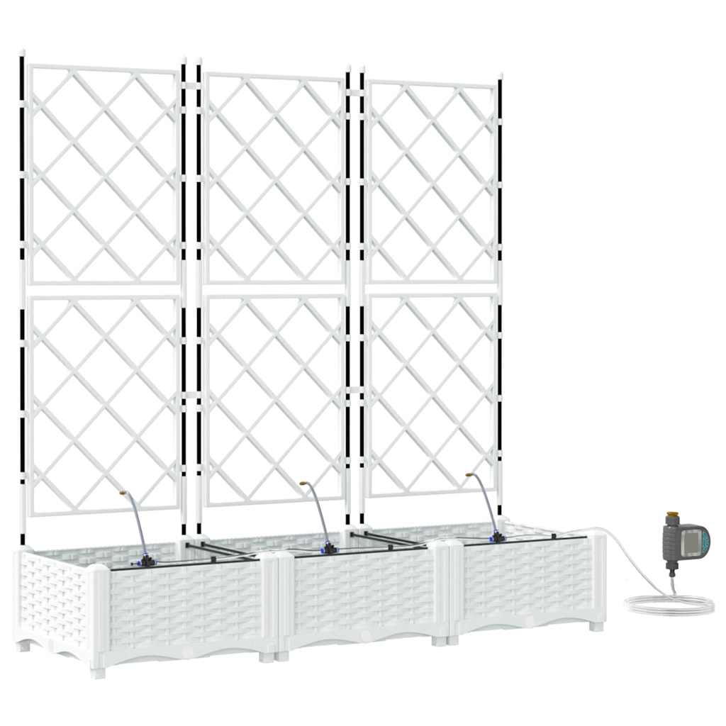 Macetero De Jardín 3 Uds. Blanco 120 X 40 X 126 Cm Pp_0