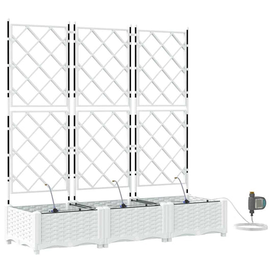 Macetero De Jardín 3 Uds. Blanco 120 X 40 X 126 Cm Pp_0
